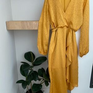 Guess Golden Wrap Midi Dress